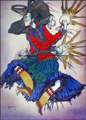 Red Feather Fan Dancer Card Image